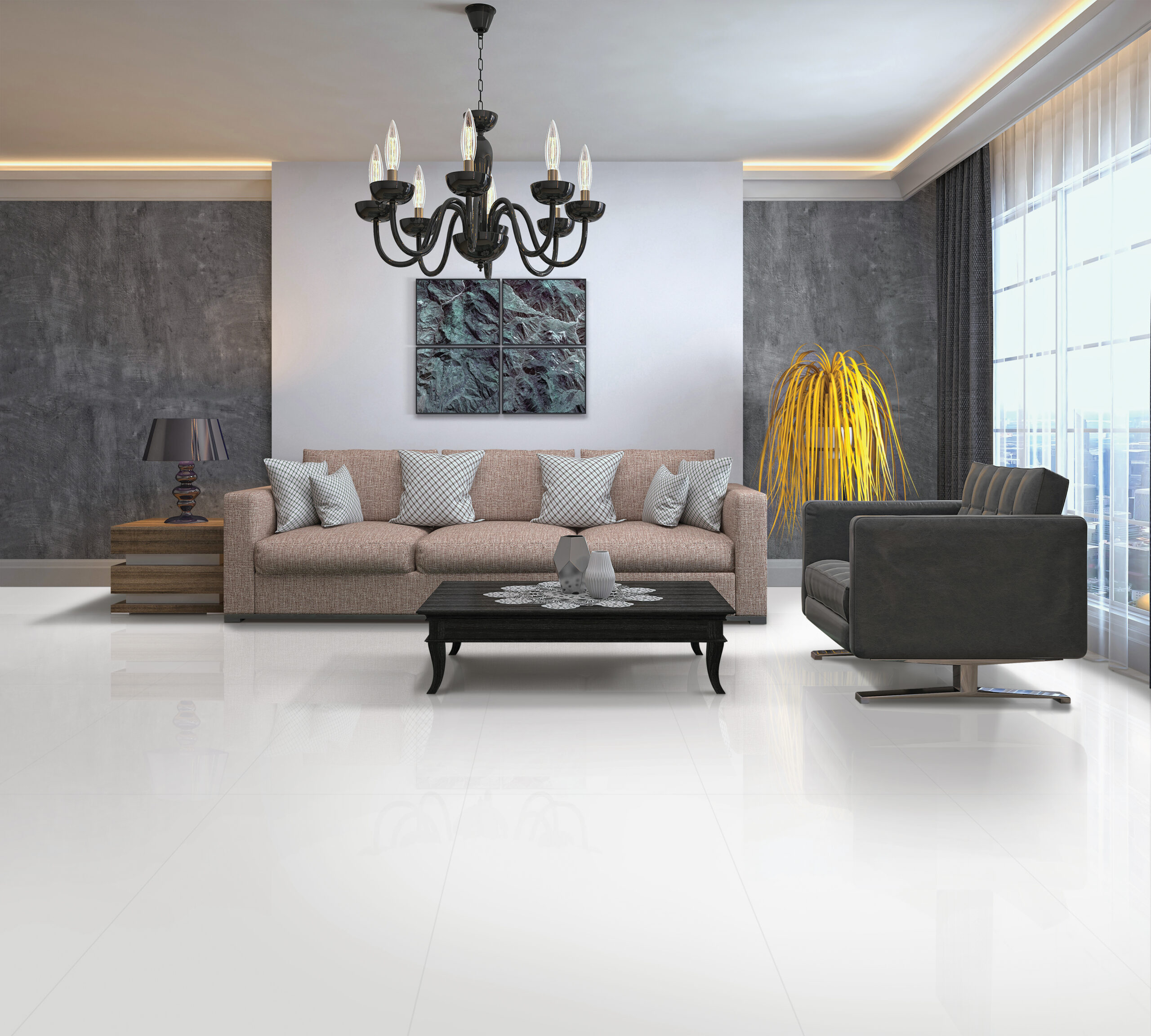 White Glazed Polished Rectified Porcelain Tile 4769