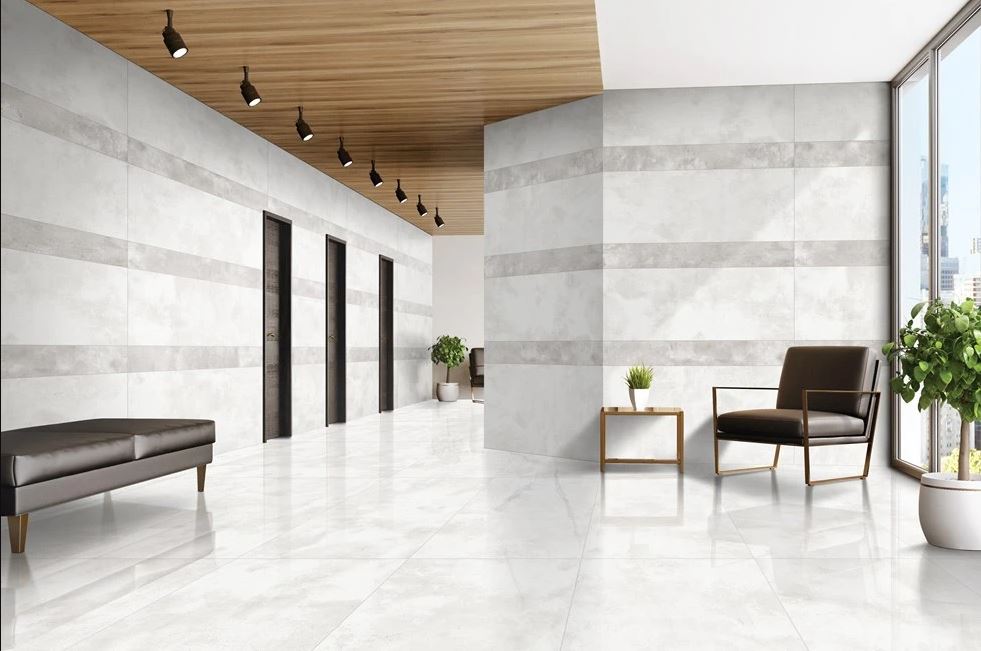 Luxor Bianco Concrete Look Polished Rectified Porcelain Tile 6731