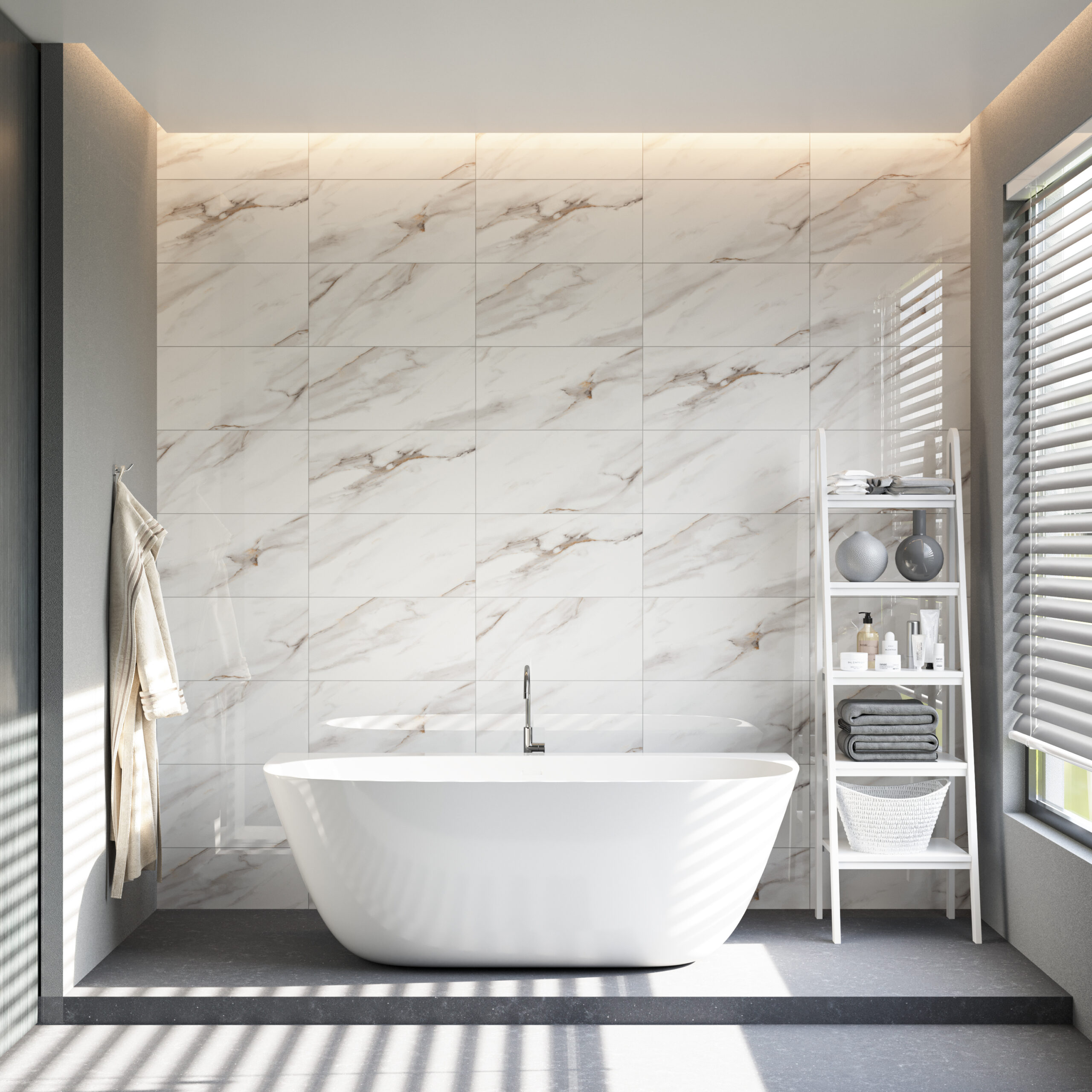 Estilo Statuario Marble Look Gloss Rectified Ceramic Wall Tile 2552