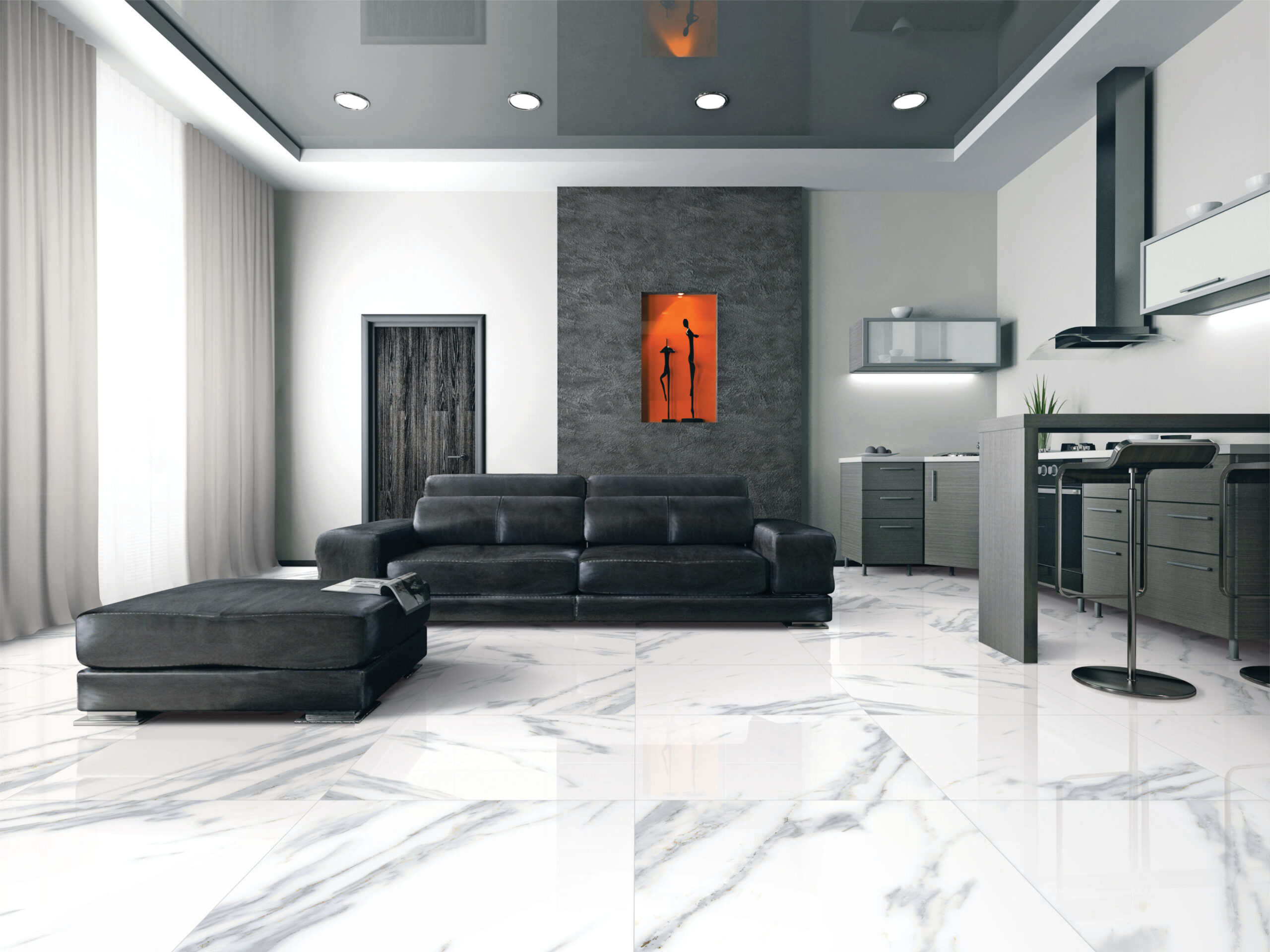Imperial Carrara Marble Look Polished Rectified Porcelain Tile 3787