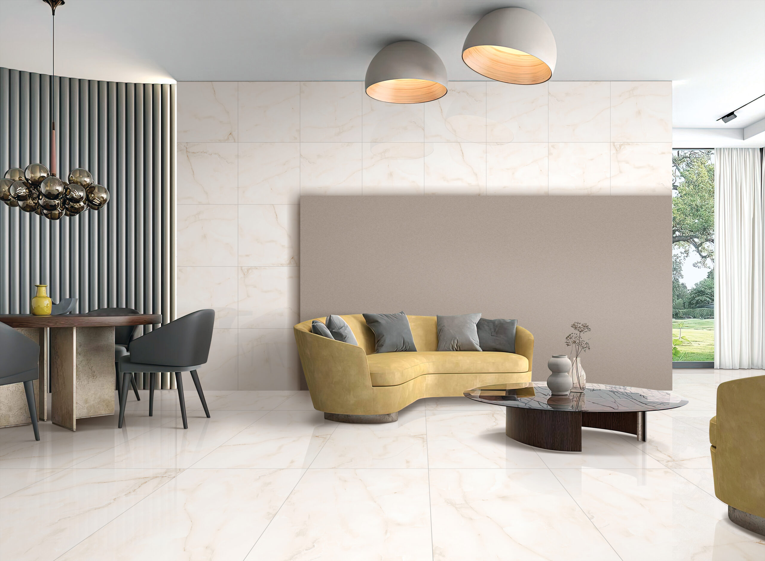 Onyx White Marble Look Rectified Polished Porcelain Tile 2814