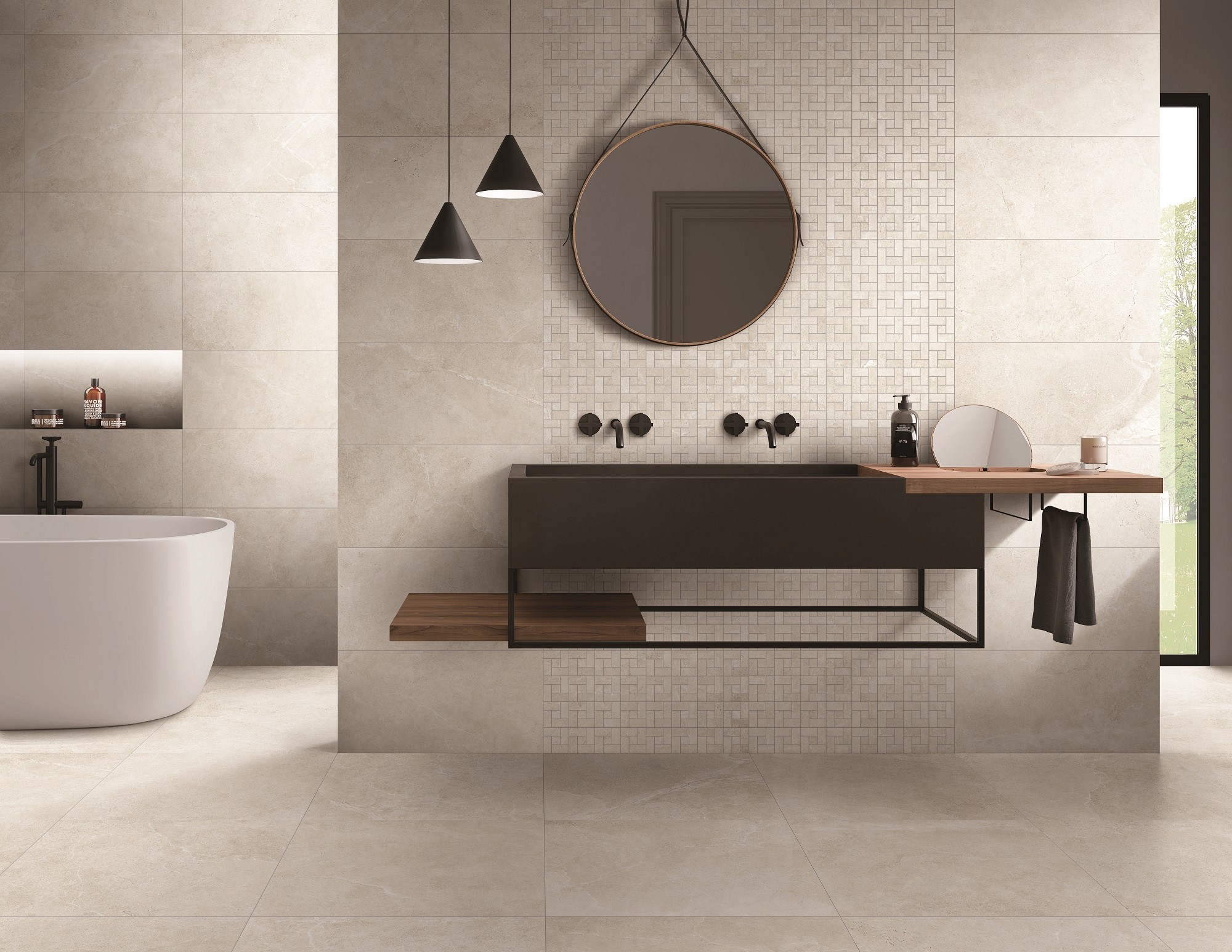 Yosemite Beige Stone Look In/Out Rectified Porcelain Tile 4259