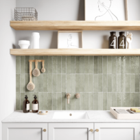Bricks Mint Gloss Spanish Irregular Edge Porcelain Subway Tile 4408