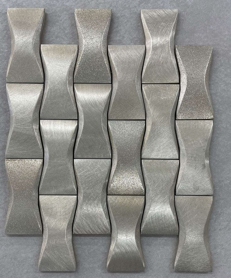 Bowtie Champagne 3D Effect Brushed Aluminium Mosaic 7638