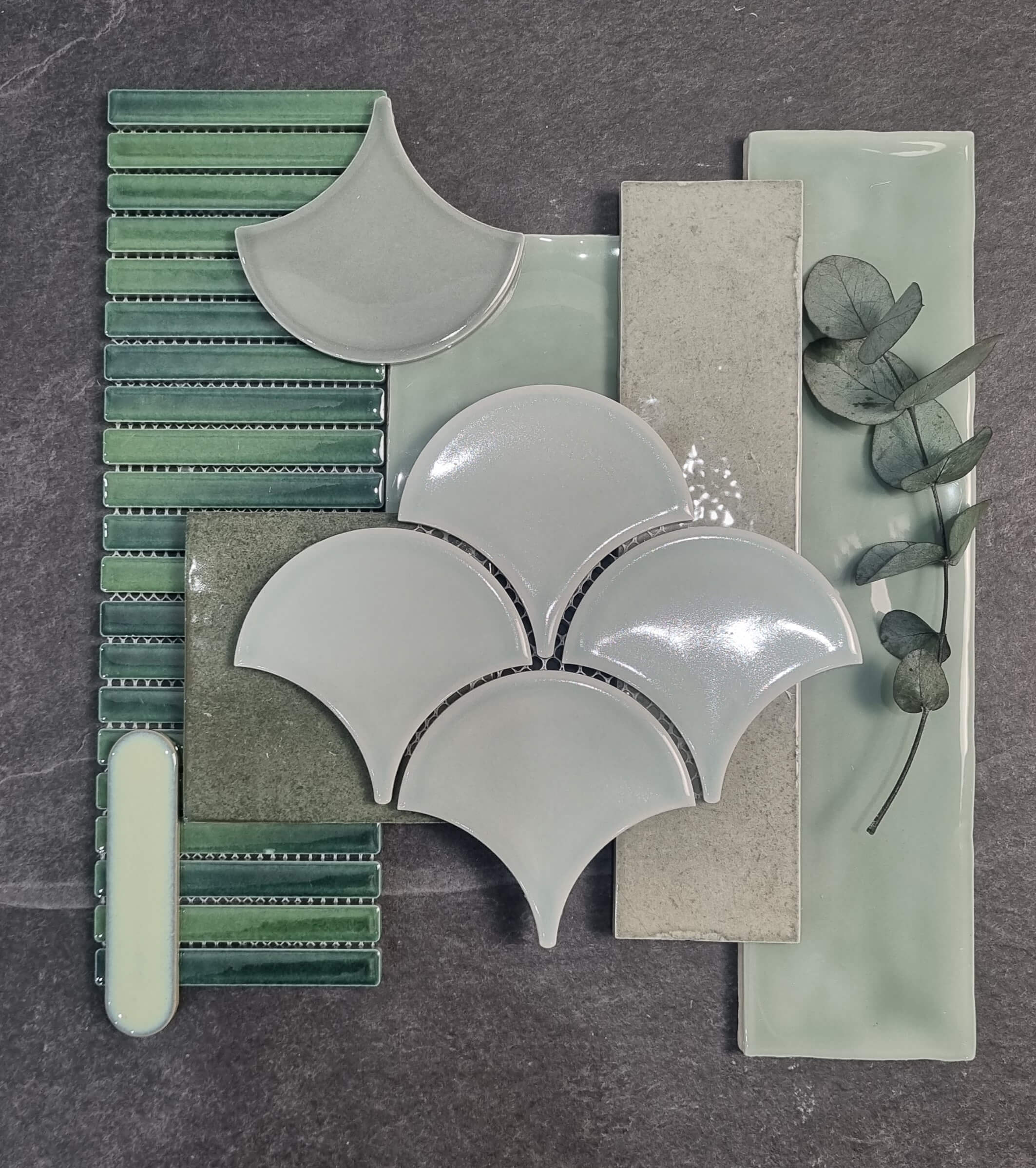 Green Gloss Small Kit Kat Fingers Porcelain Mosaic 7722