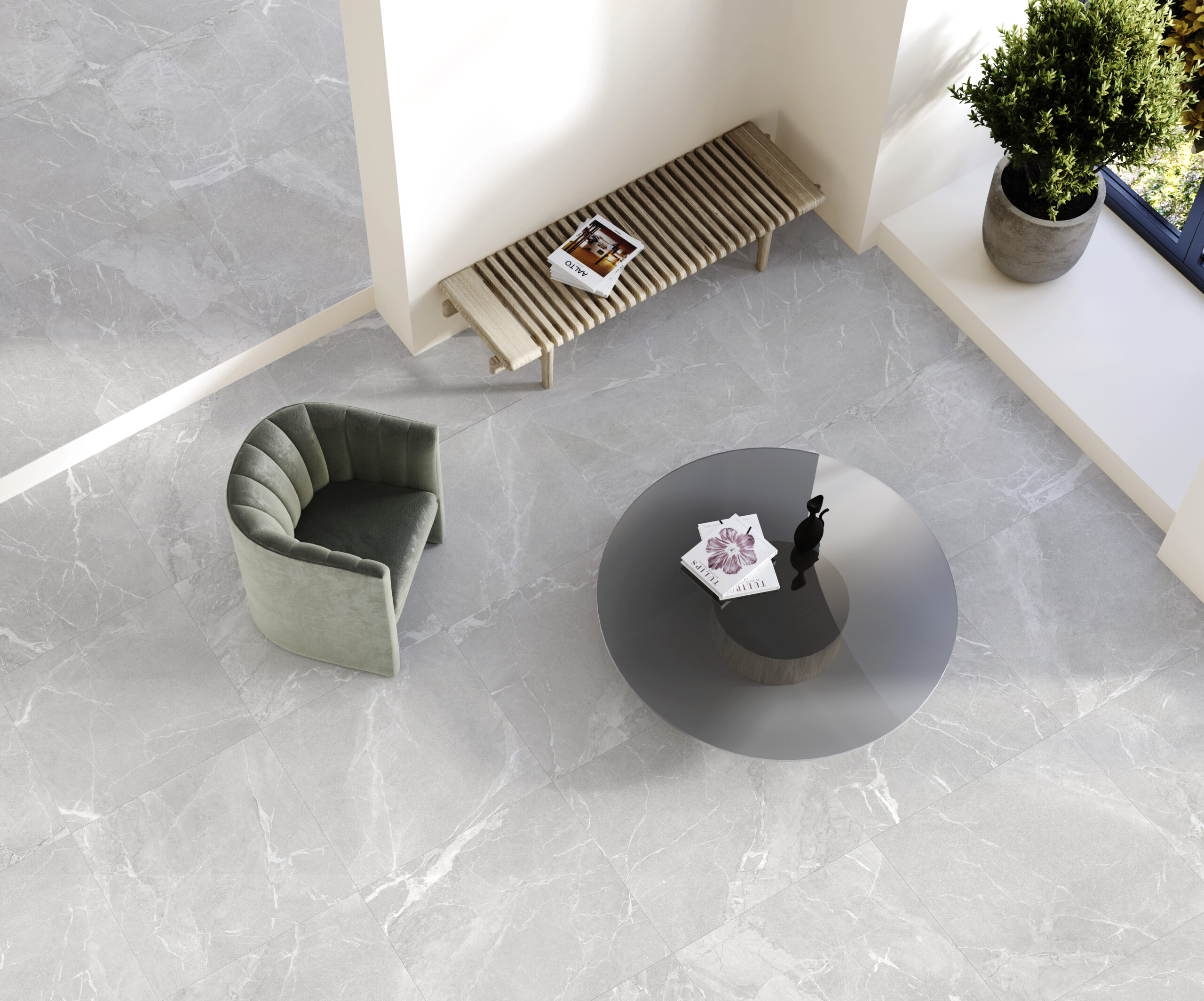 Mix White Stone Look Lappato Rectified Porcelain Tile 4477