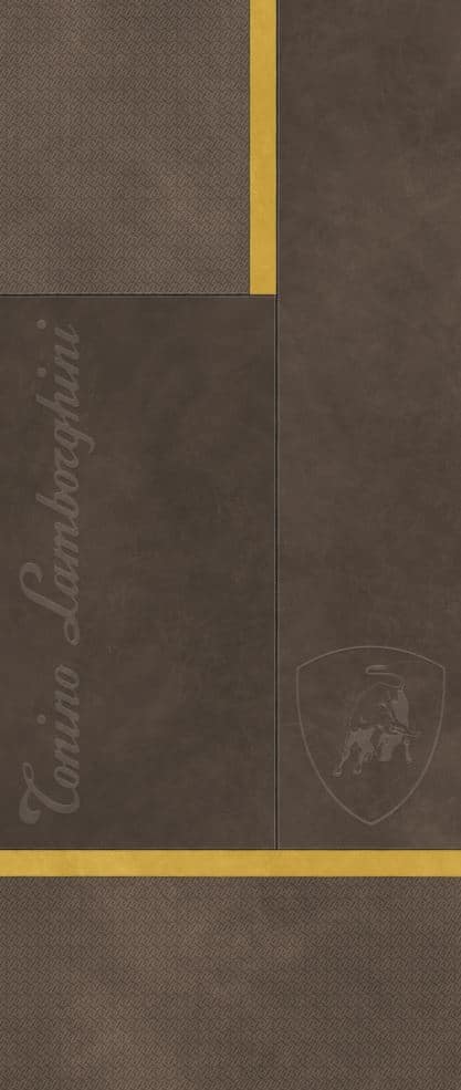 Lamborghini Krim Brown Yellow Sq Logo Matt Italian Rectified Porcelain Wall & Floor Panel | Slab 4597