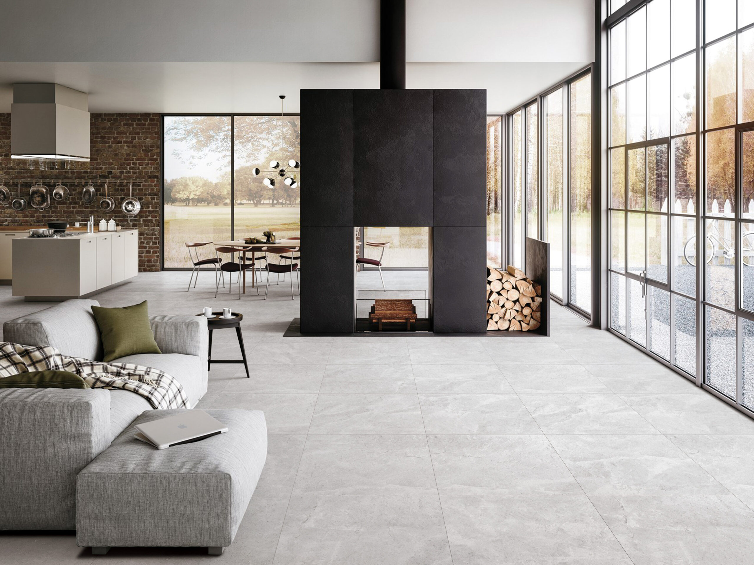 Willow Light Grey Stone Look In/Out Rectified Porcelain Tile 2376