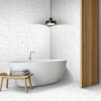 Carrara White Marble Look  Carving Matt Rectified Ceramic Wall Tile 4704
