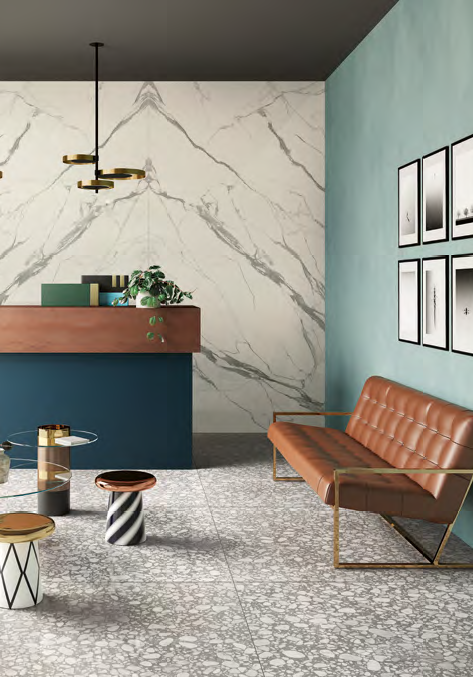 Statuario Glossy Marble Look Polished Rectified Porcelain Wall & Floor Panel | Slab 4772