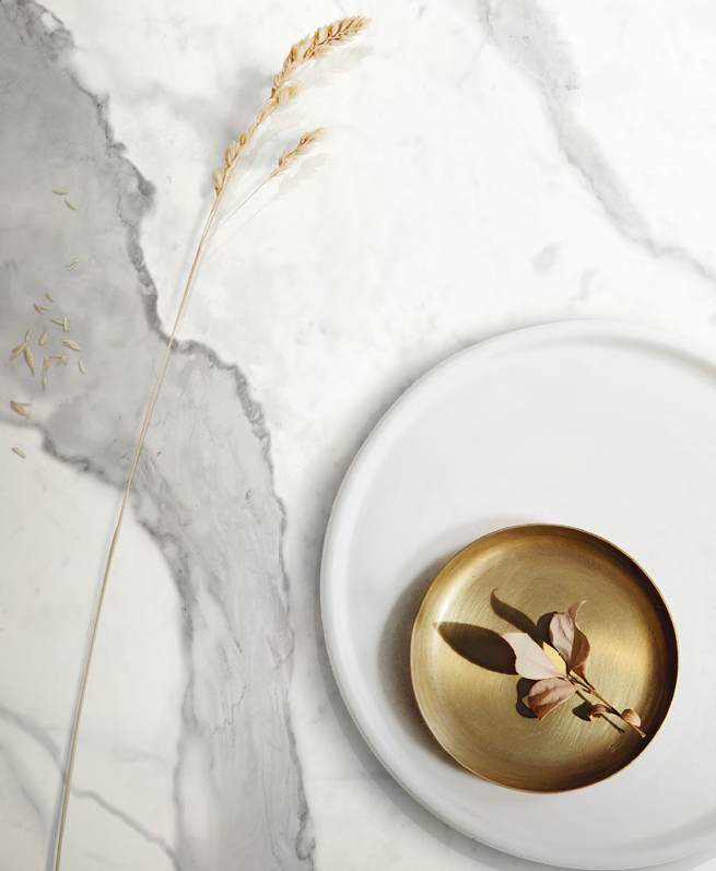 Statuario Glossy Marble Look Polished Rectified Porcelain Wall & Floor Panel | Slab 4772