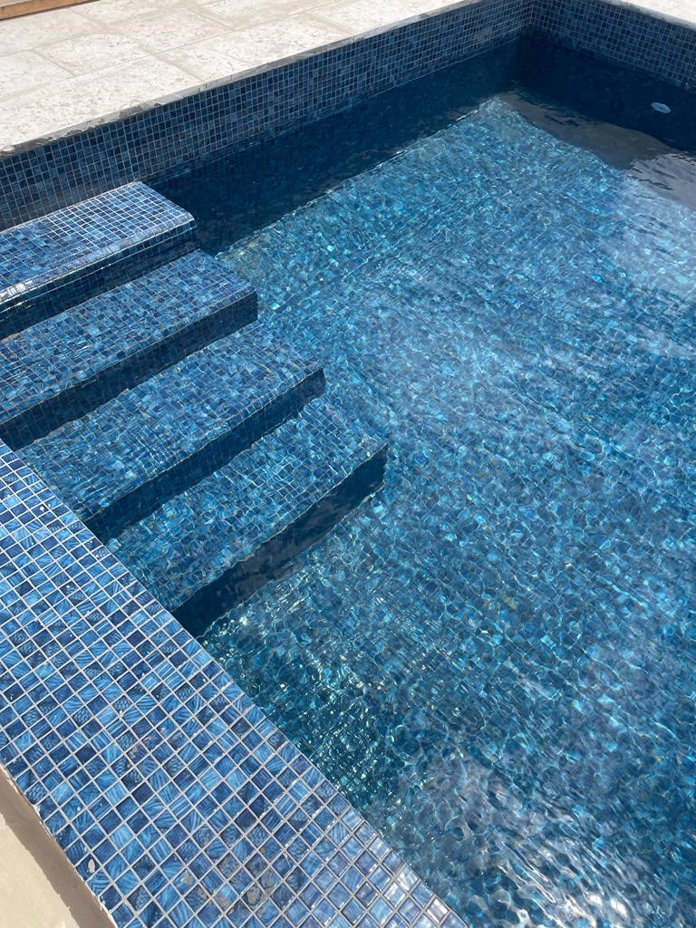 Deep Sea Blue Spanish Polyurethane Cord Glass Pool-Mosaic 7702