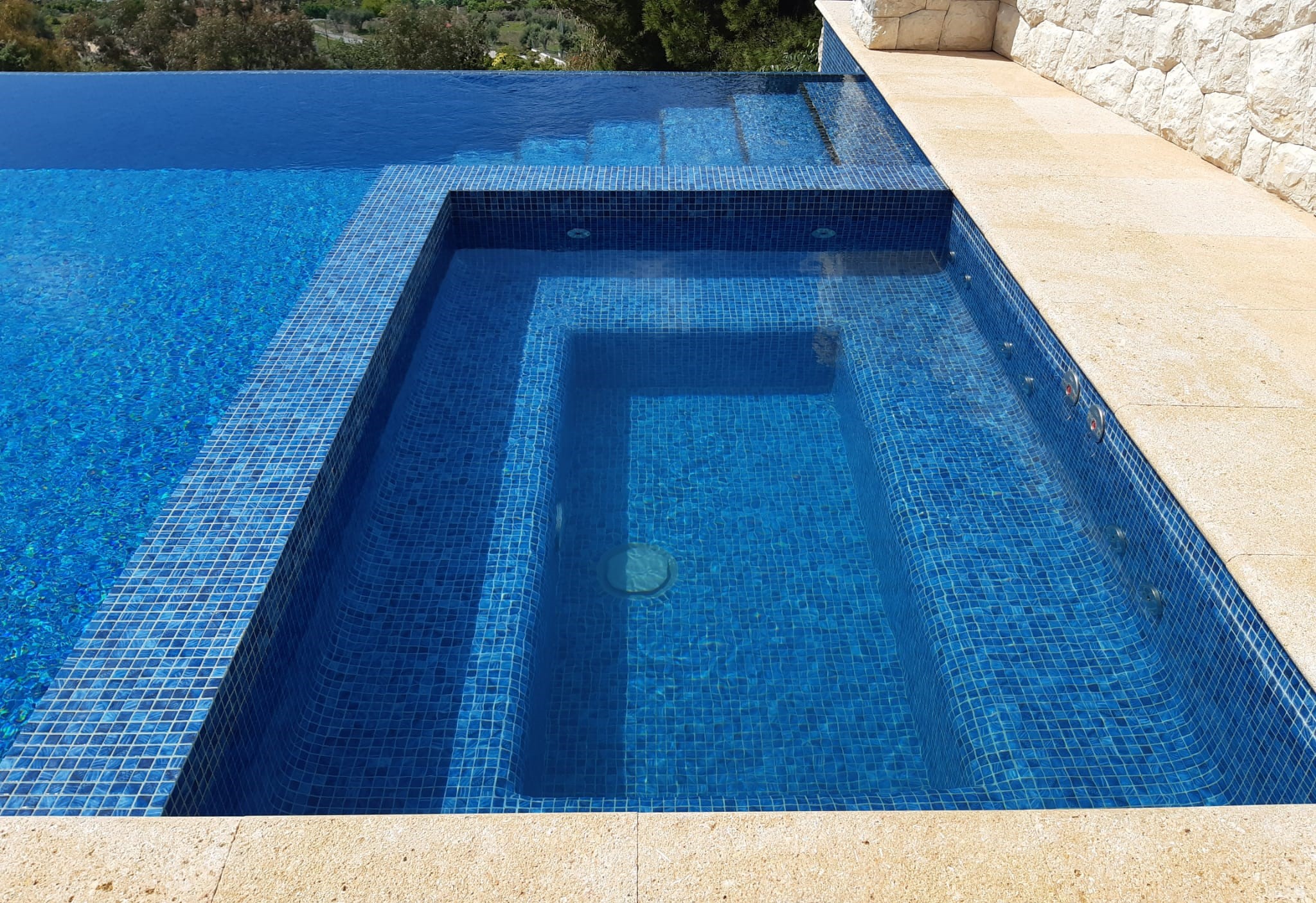 Deep Sea Blue Spanish Polyurethane Cord Glass Pool-Mosaic 7702