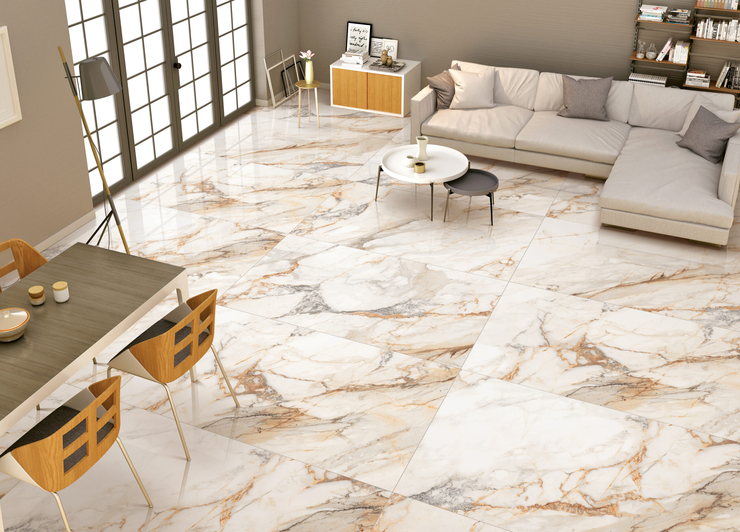 Borghini Gold Calcatta Marble Look Polished Rectified Porcelain Tile  4730