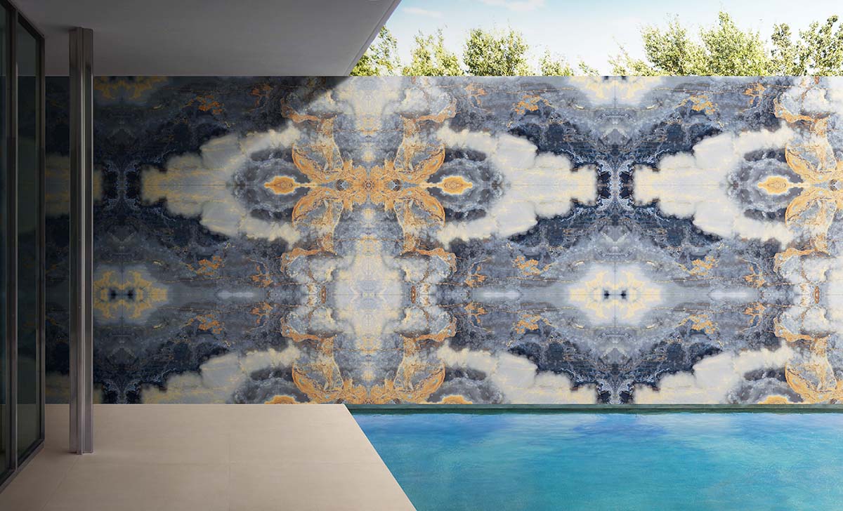Eternal Blue Marble Look Polished Italian Porcelain Slab 4691
