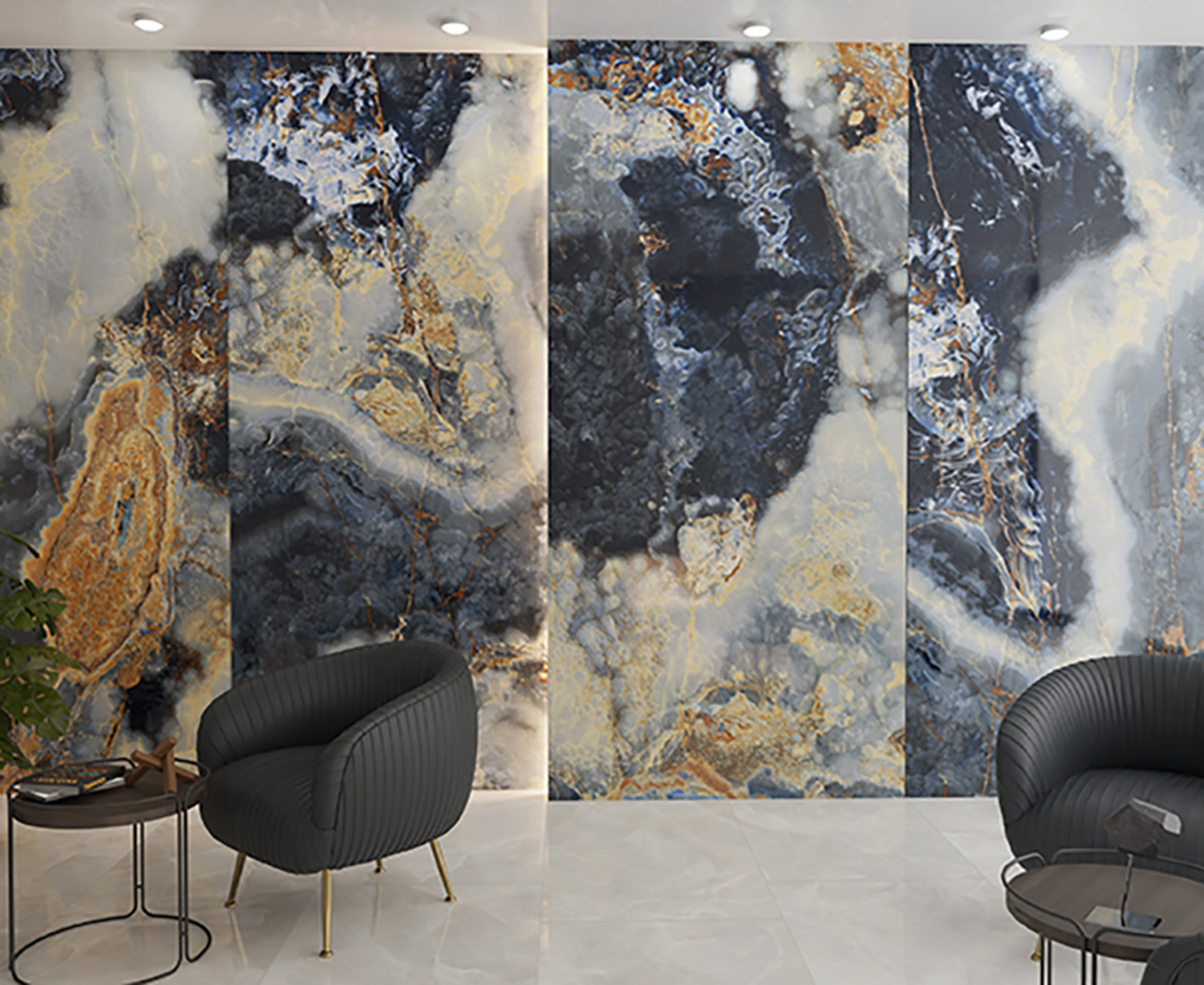 Eternal Blue Marble Look Polished Italian Porcelain Slab 4691