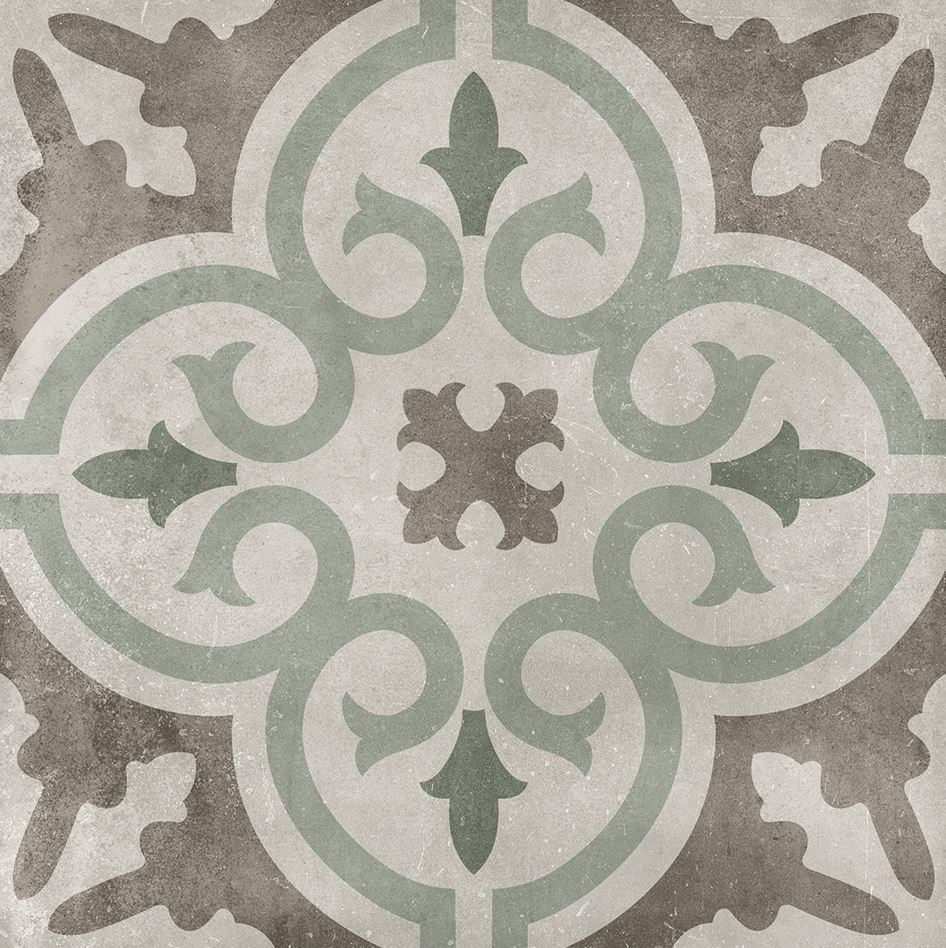 Capsule Green Brown Floral Pattern Matt Italian Porcelain Tile 2341