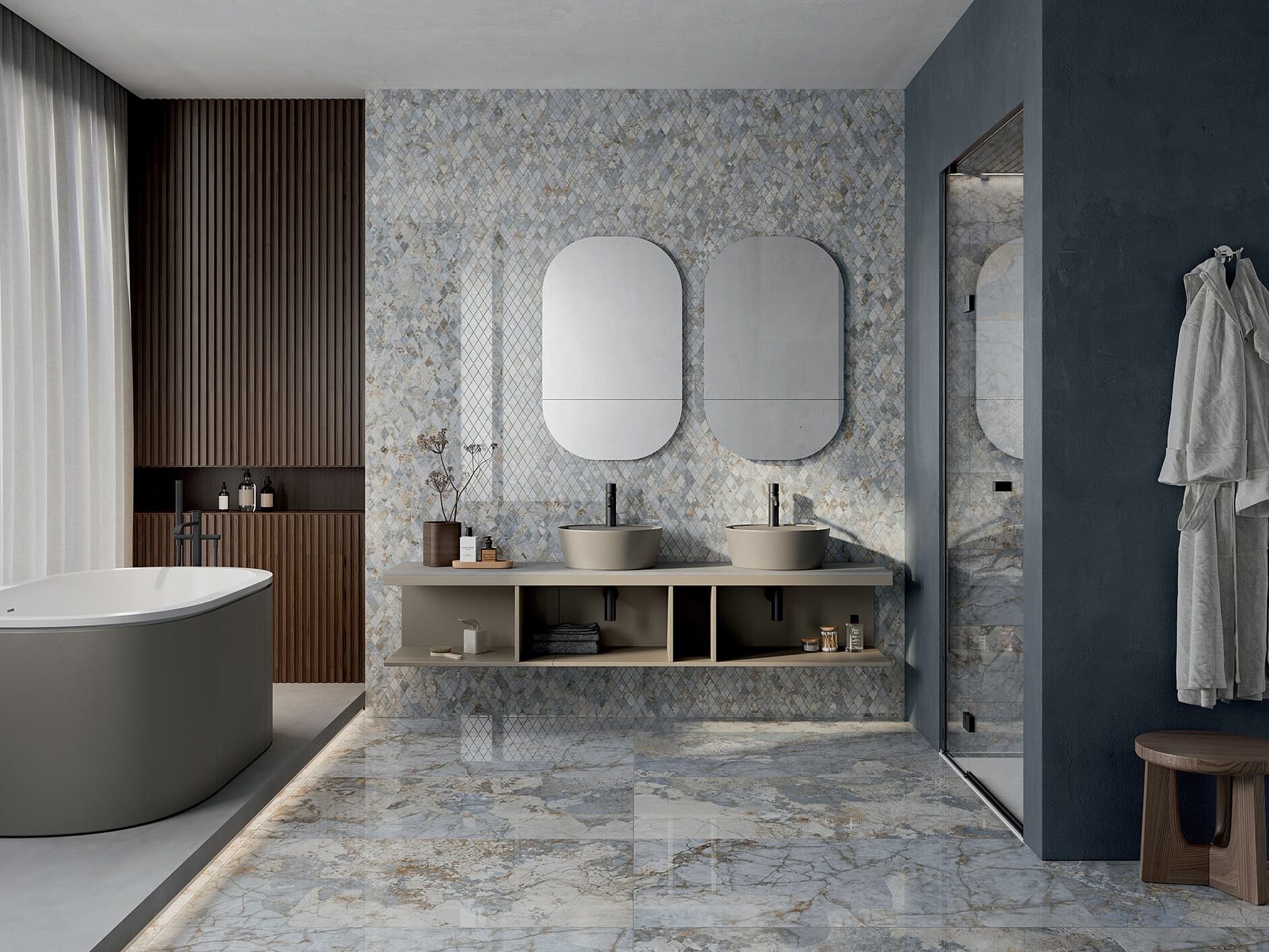 Gemstone Ocean Polished Italian Rectified Porcelain Slab 2370