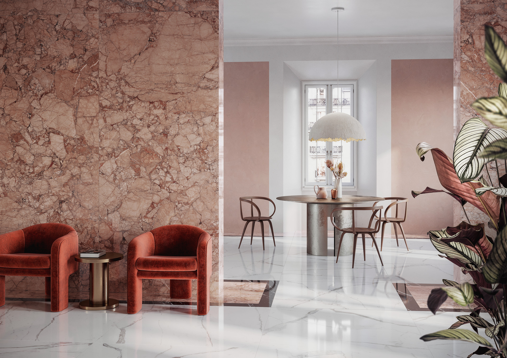 Breccia Pernice Marble Look Polished Italian Porcelain Slab 2498
