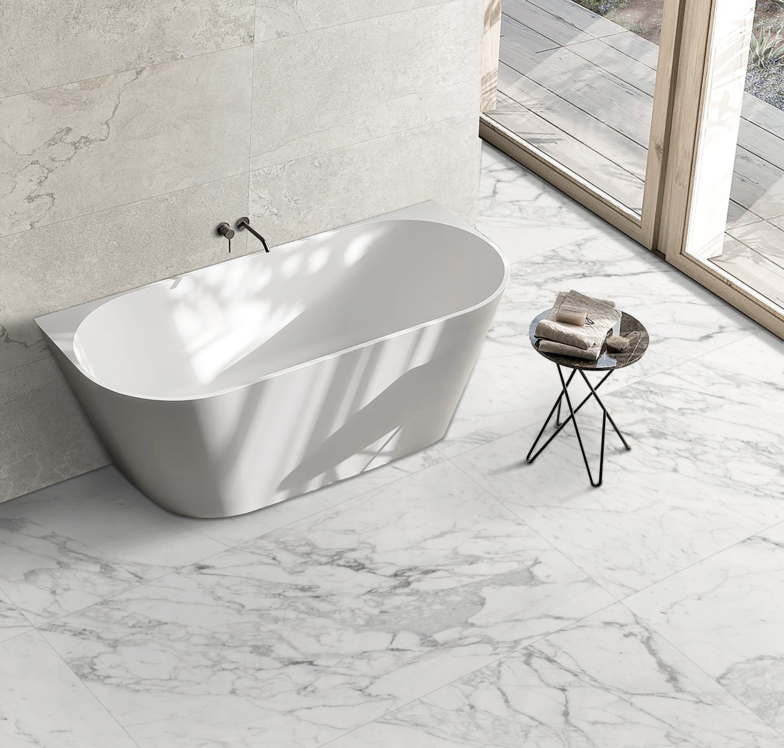 Alpine Carrara Marble Look Matt Finish Rectified Porcelain Tile 2566