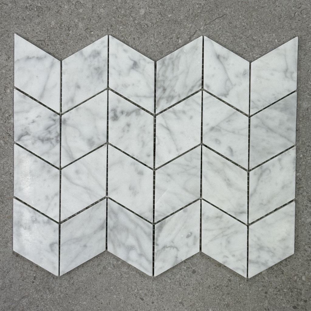 Diamond Honed Carrara Marble Mosaic 7764