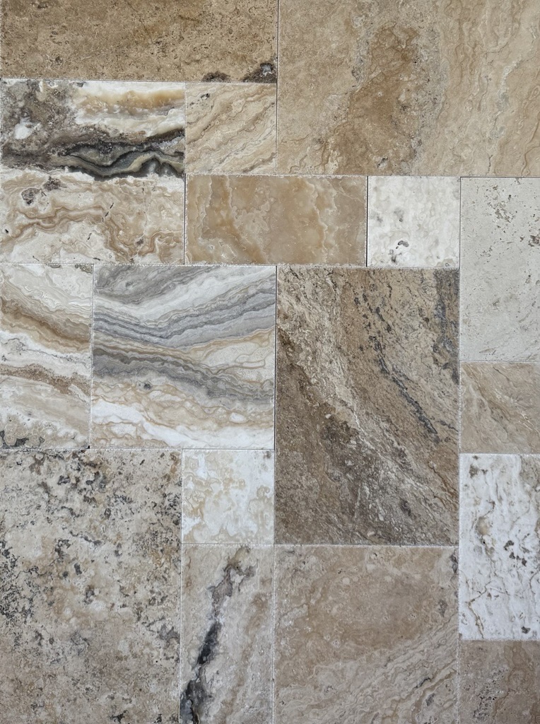 12mm Philadelphia Brushed Chiseled Edge French Pattern Travertine Tile 8947