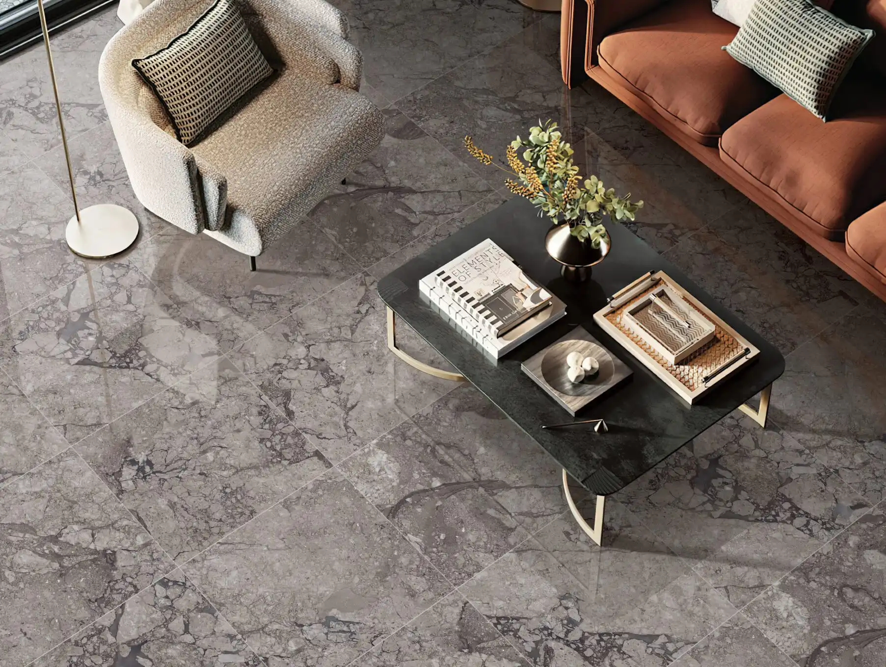 Margengo Grey Marble Look Porcelain Lifestyle