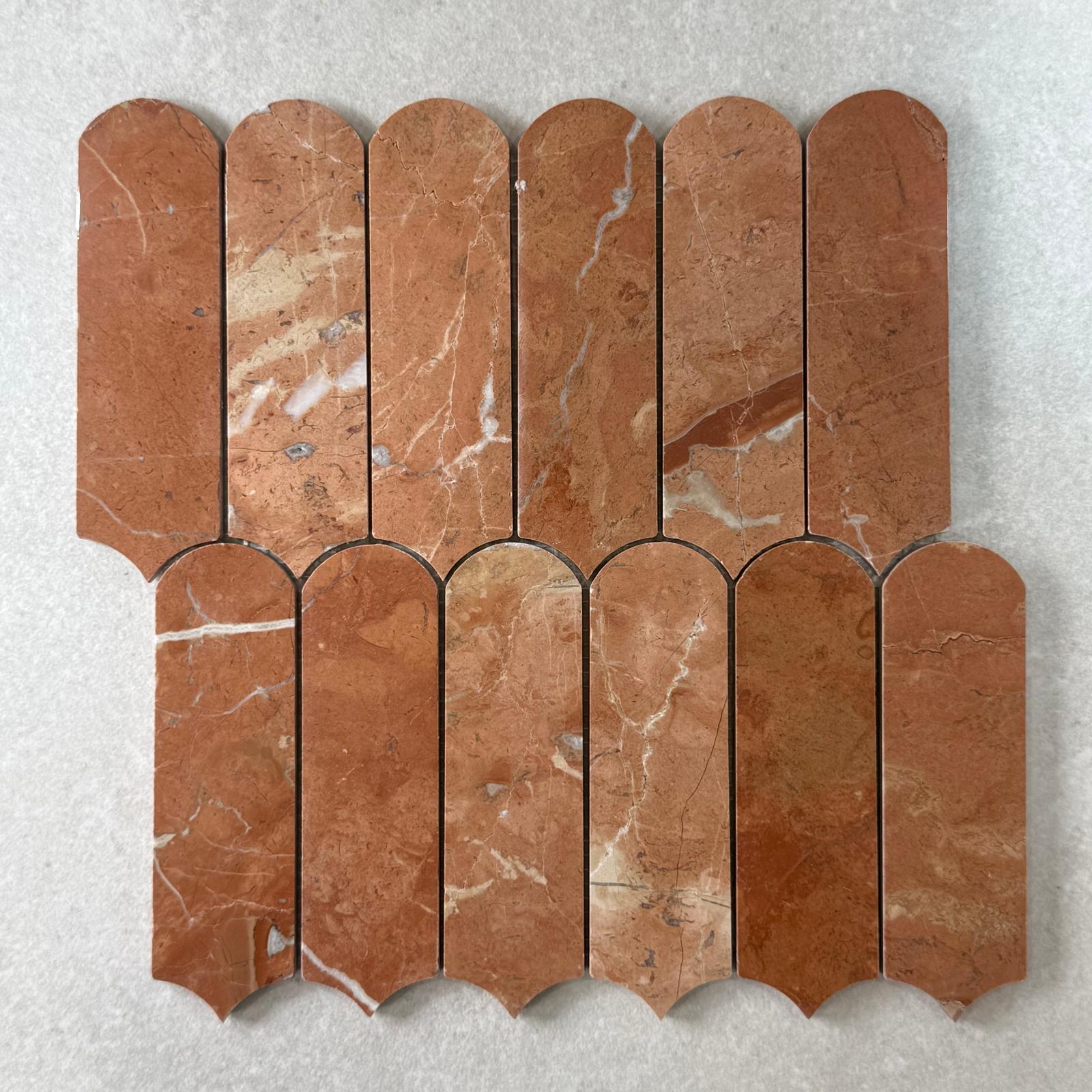 Terracotta Earth Feather Polished Marble Mosaic by Mitch & Mark 7864