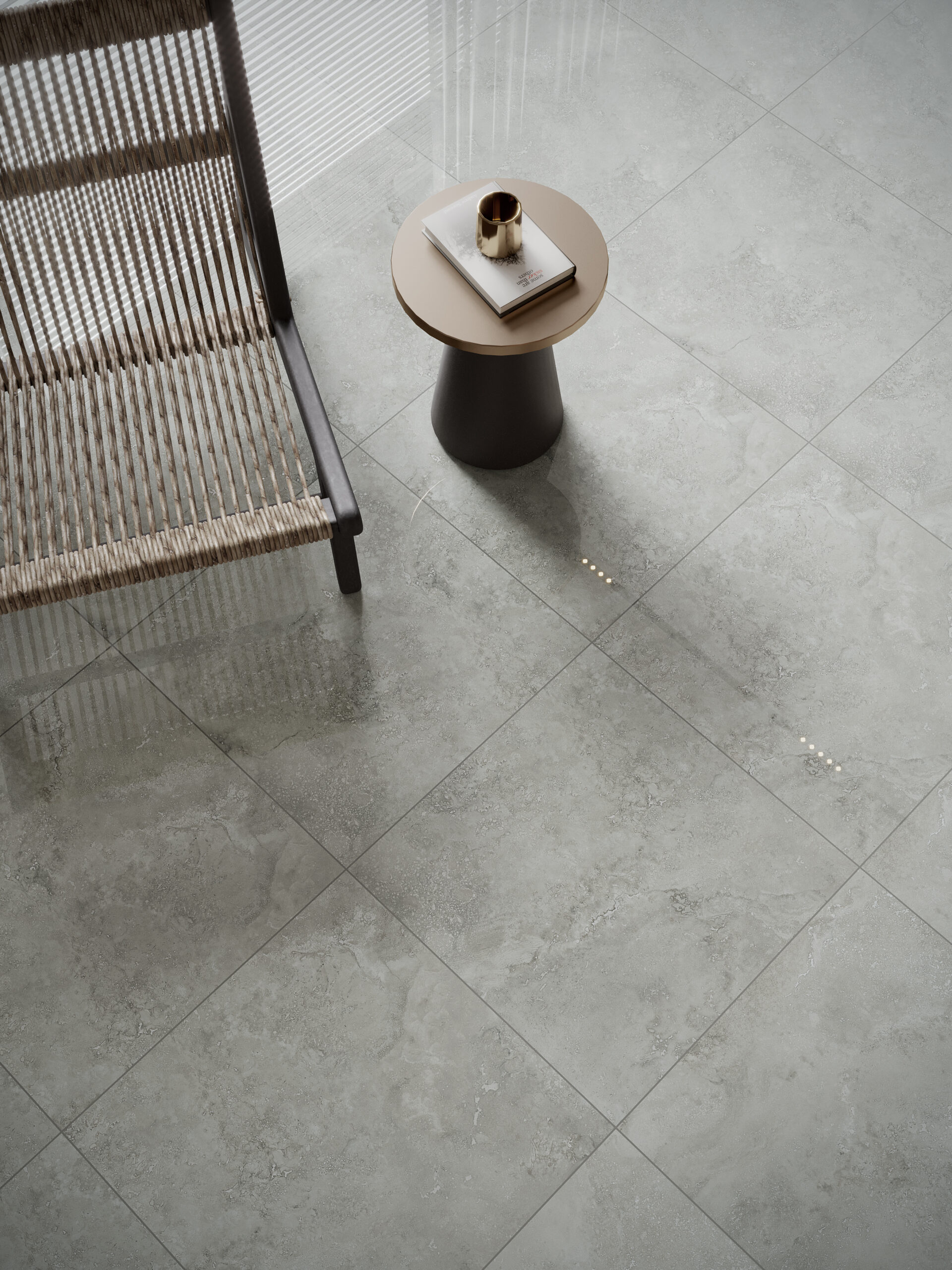 White Travertine Look Polished Rectified Porcelain Tile 2850