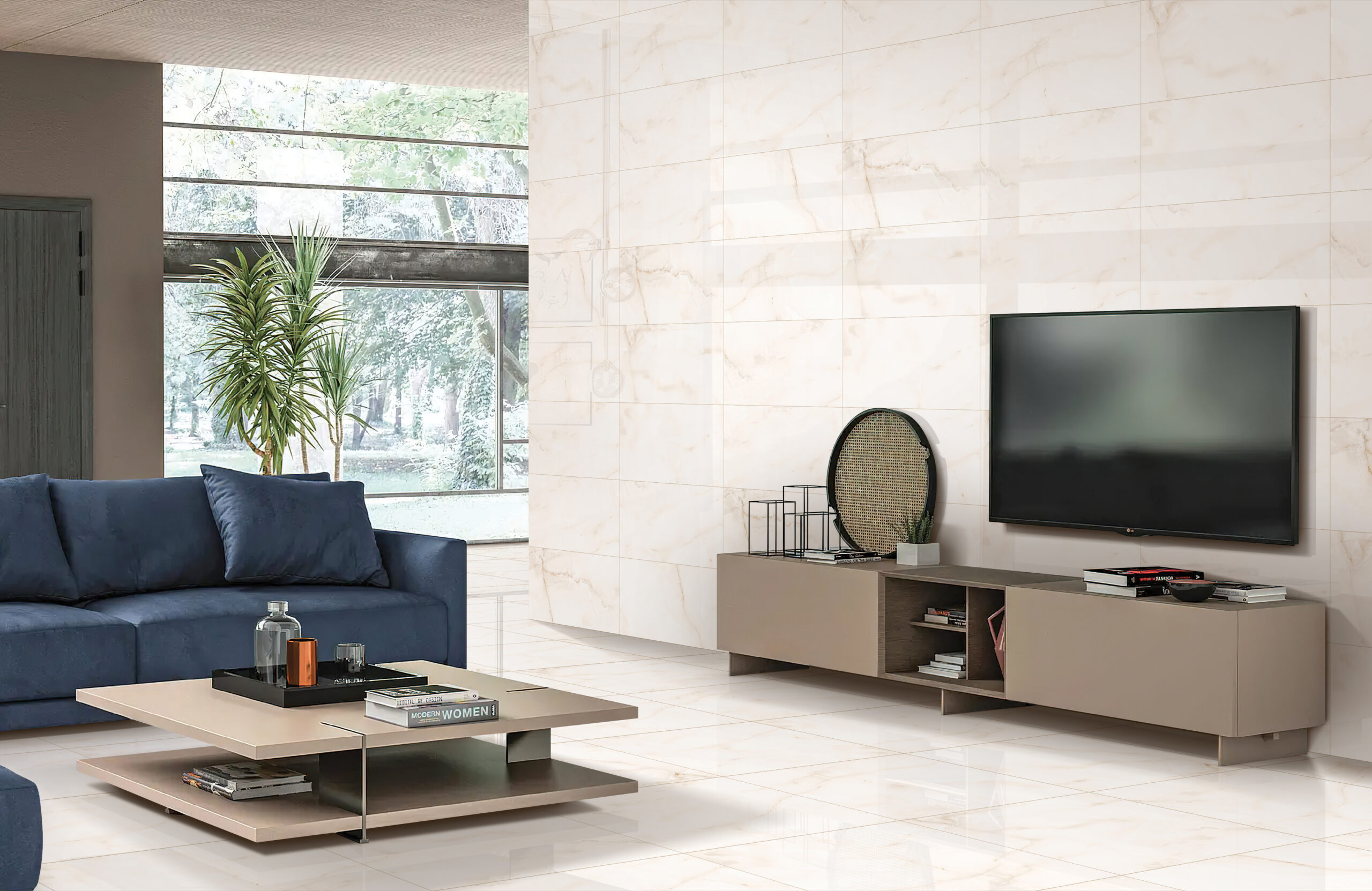 Onyx White Marble Look Rectified Polished Porcelain Tile 2815