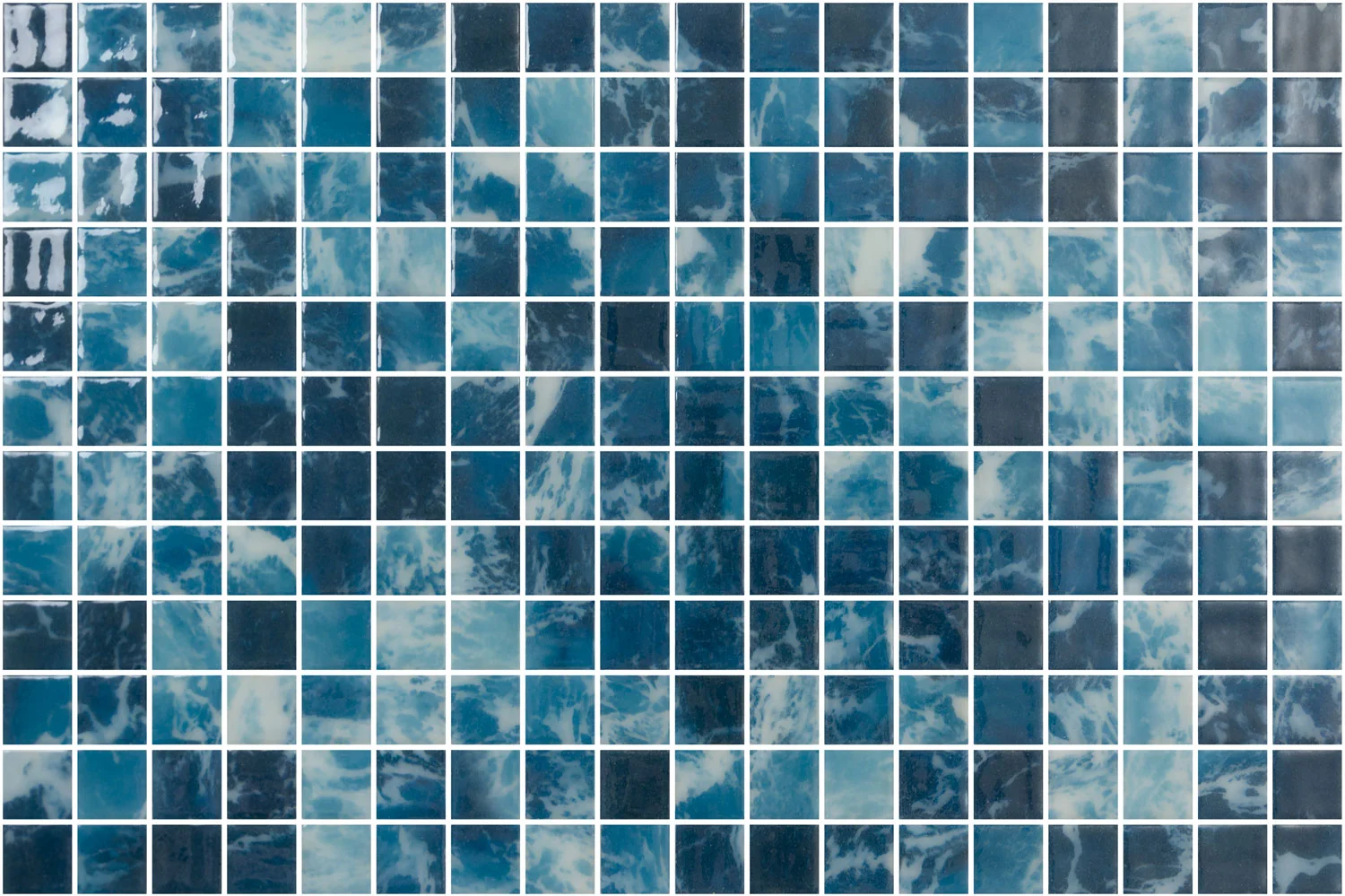 Siroko Blue Spanish PVC Dot Mounted Glass Pool-Mosaic 7840