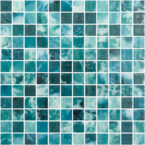 Midori Turquoise Spanish PVC Dot Mounted Glass Pool-Mosaic 7841