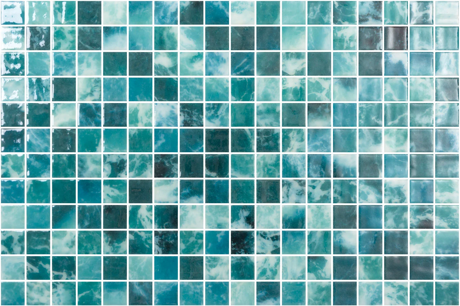 Midori Turquoise Spanish PVC Dot Mounted Glass Pool-Mosaic 7841