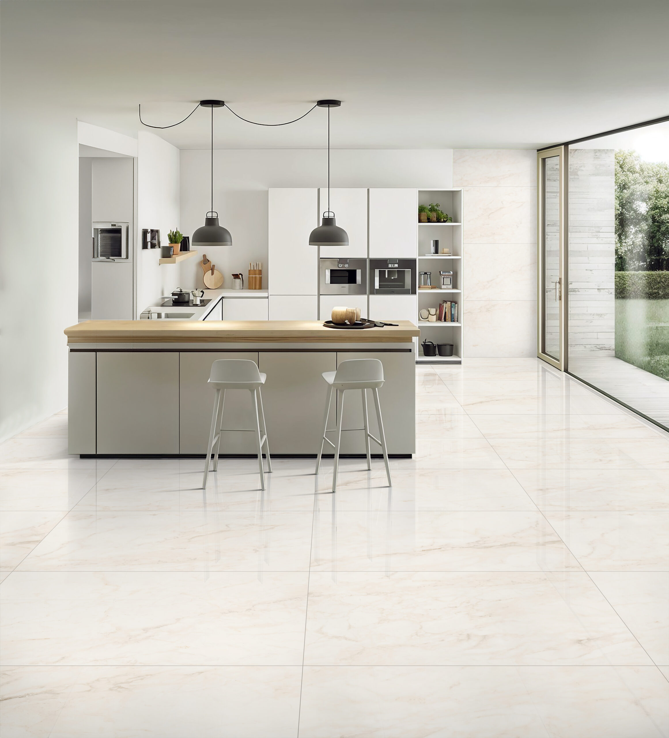 Belco Natural Carrara Marble Look Polished Rectified Porcelain Tile 2954