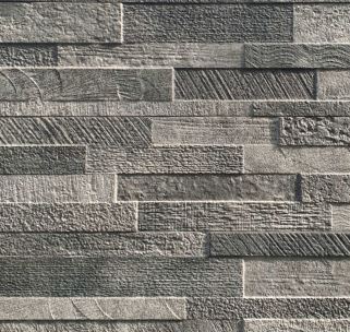 Volcano Dark Grey Stack Stone Look Matt Rectified Italian Porcelain Tile 3589