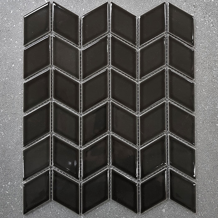 266x307mm 3D Effect Arrow Black Gloss Porcelain Mosaic 7445
