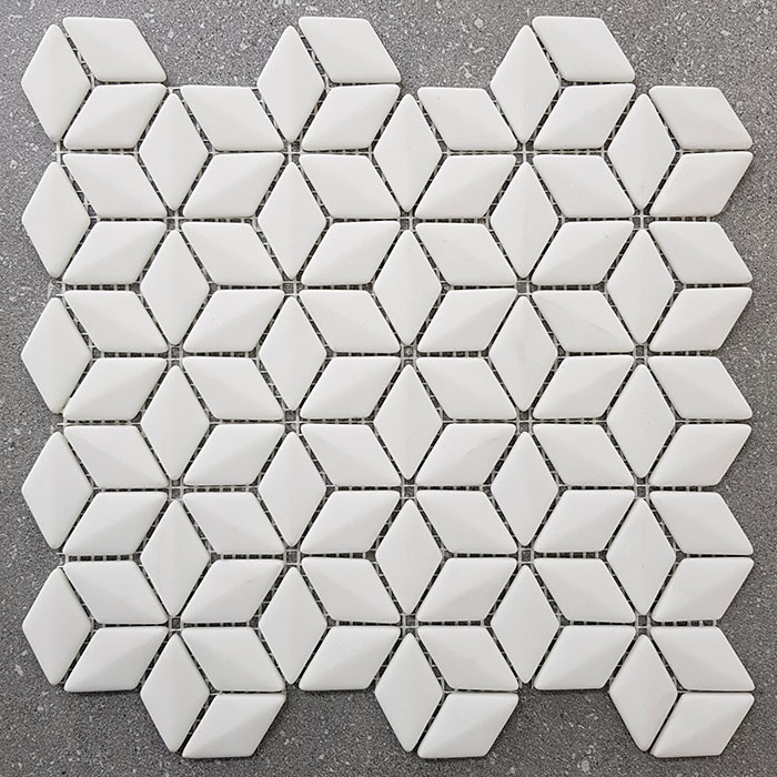 3D Effect Diamond White Glass Mosaic 7447
