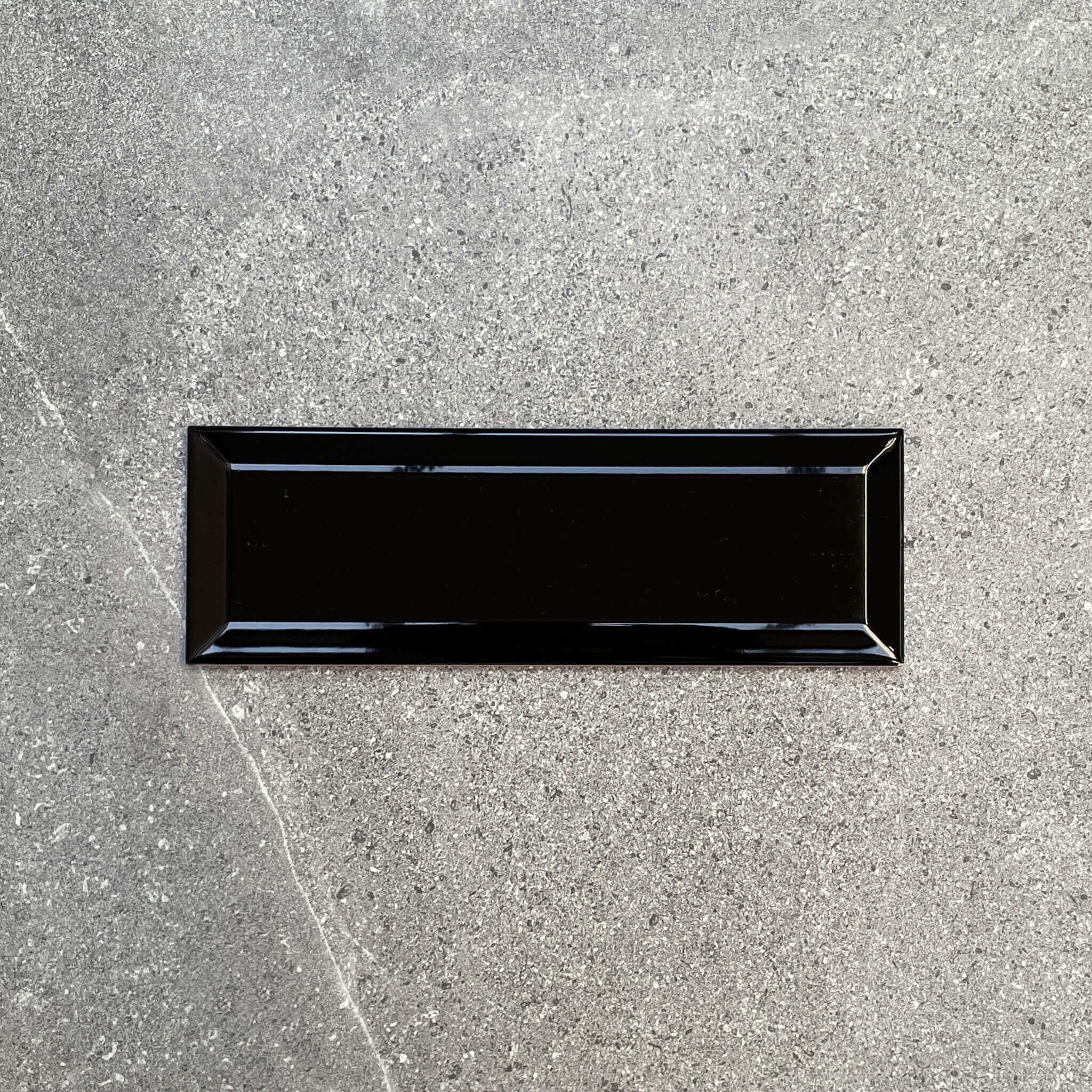 Sevilla Liquorice Black Bevelled Edge Gloss Spanish Ceramic Wall Tile 4226