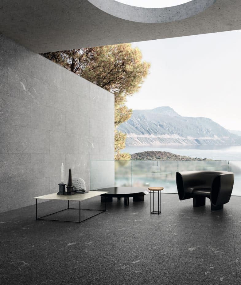 Charcoal Quartz Stone Look Non Rectified Anti Slip Outdoor Italian Porcelain Tile 4277