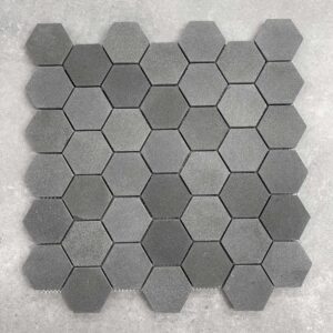 Hexagon Polished Charcoal Stone Mosaic Tiles - 7097