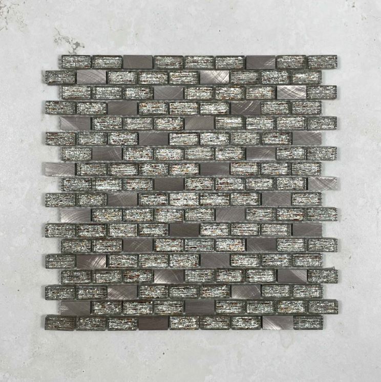Mocha Glass & Aluminium Mosaic 7109