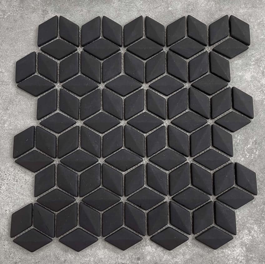 3D Effect Diamond Black Glass Mosaic 7446