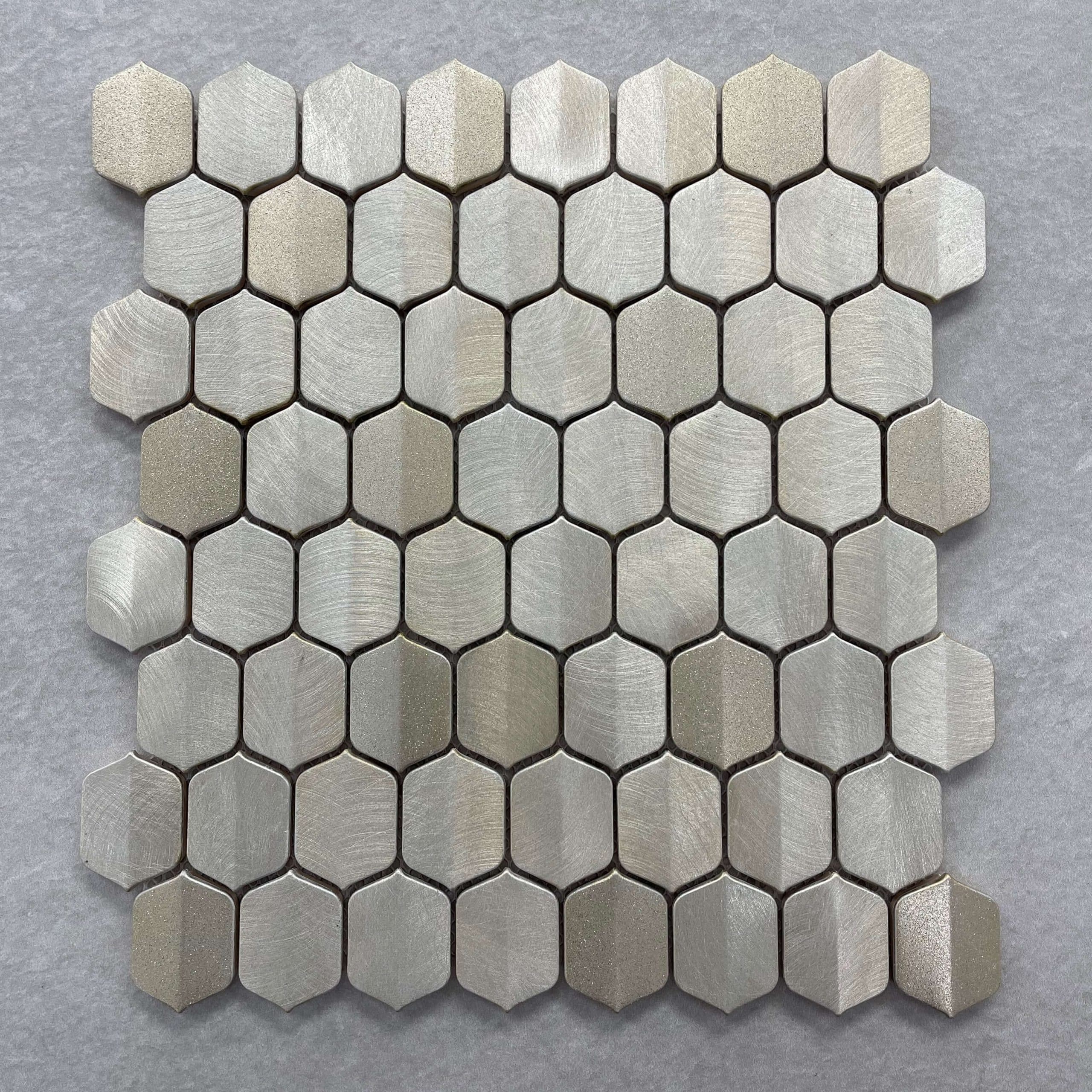 Ogee Silk 3D Effect Brushed Aluminium Mosaic 7643