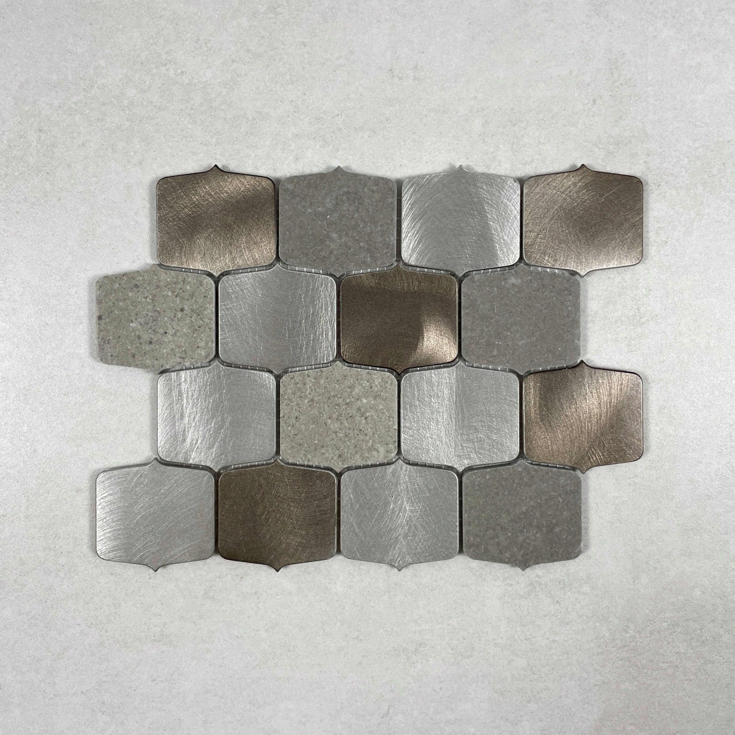 Ogee Silver/Rose Gold Brushed Aluminium Mosaic  7646