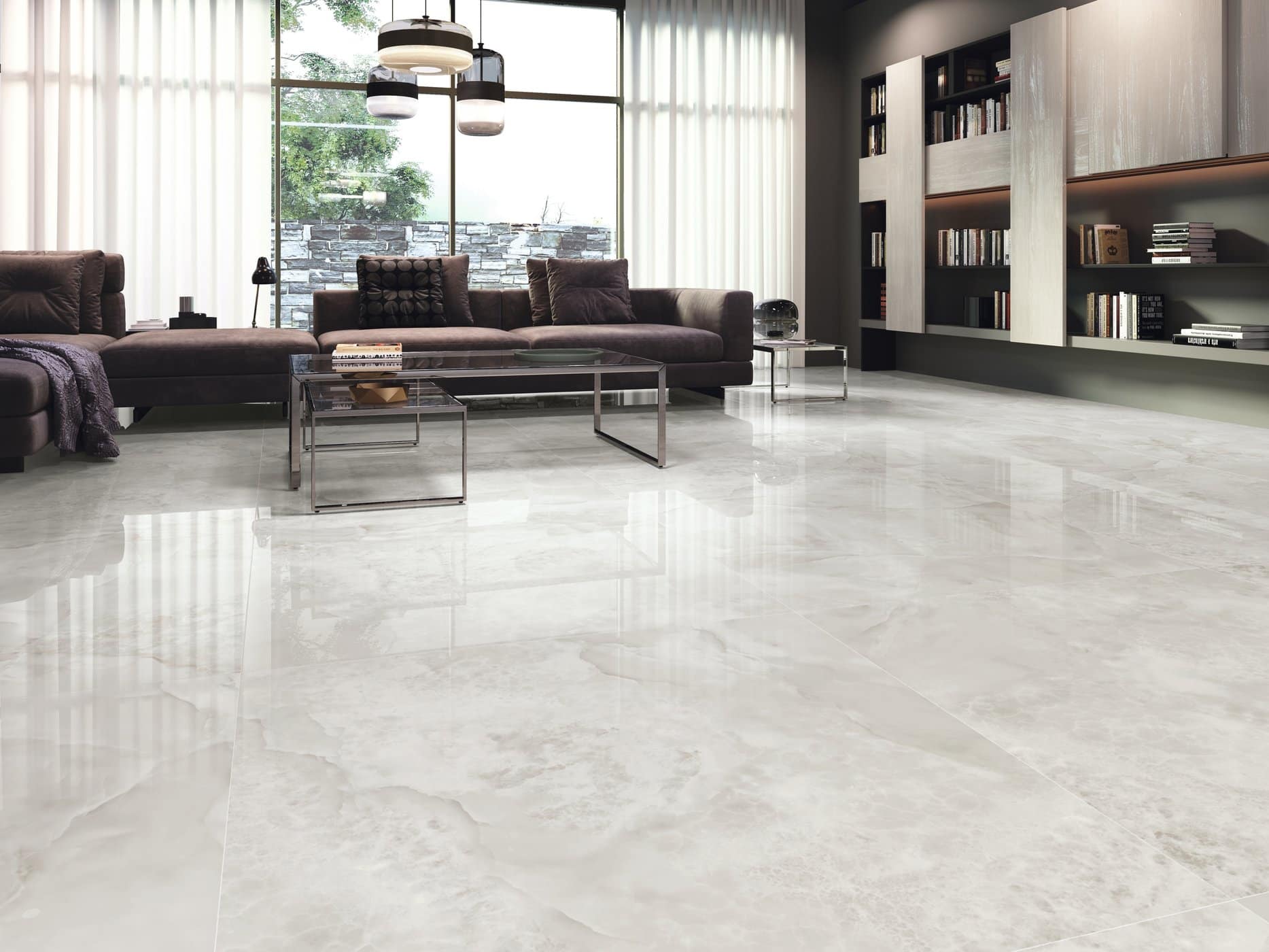 Aral Pearl Marble Look Spanish Polished Rectified Porcelain Tile 3250