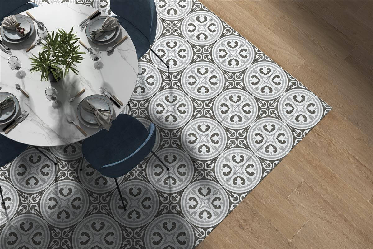 Black & White Retro Matt Spanish Porcelain Wall & Floor Tile 3464