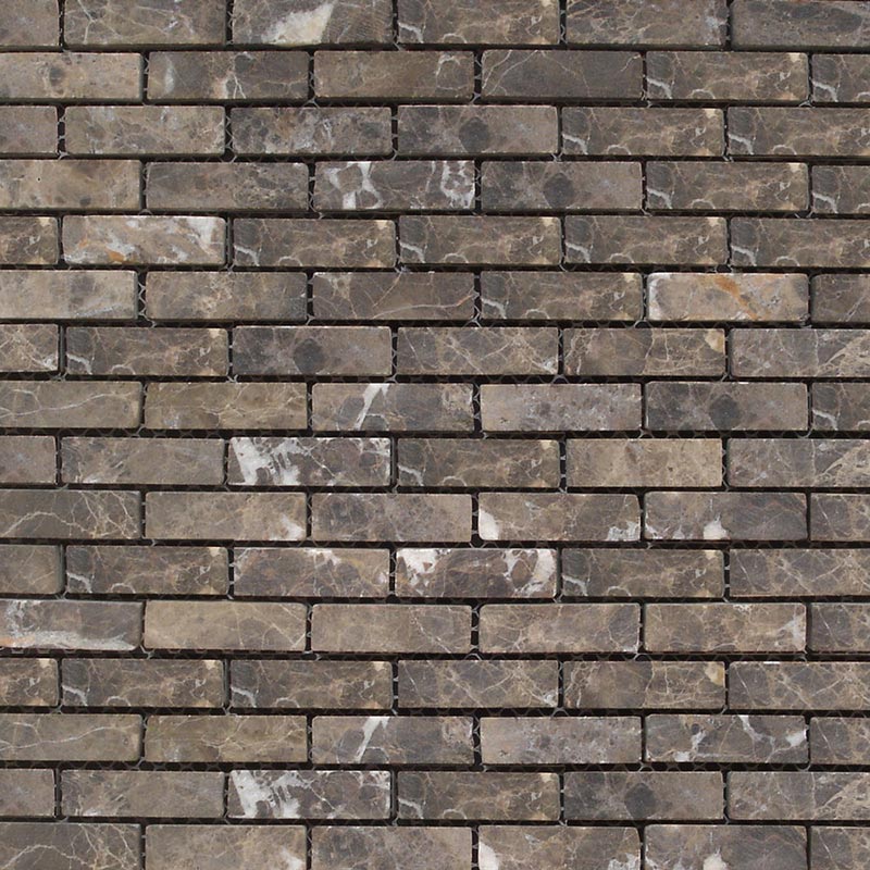 Dark Emperador Marble Mosaic Tile (300x310mm Mosaic Sheet, 15x50mm pieces) (#7213)