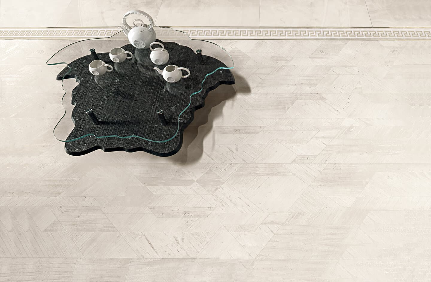 Versace Ceramics Eterno Intreccio White Matt Rectified Porcelain Timber Look Tile 4288
