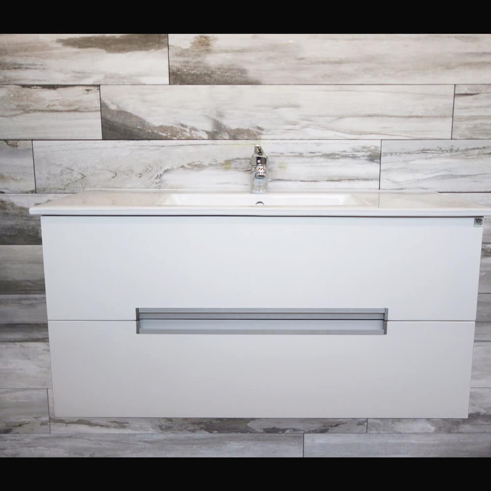 1000(w)x460(d)x500(h)mm Glossy White Wall Hung Vanity (#3005)