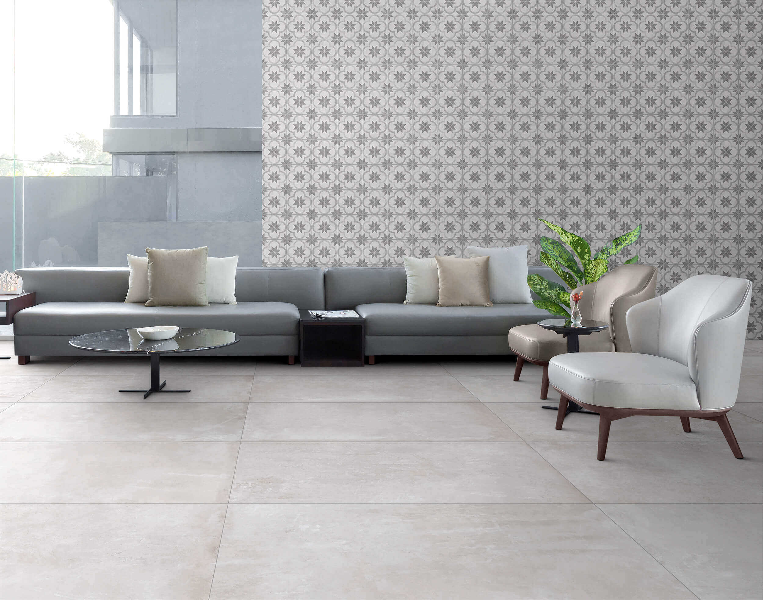 Silver Concrete Wash Matt Finish Rectified Italian Porcelain Tile 3840